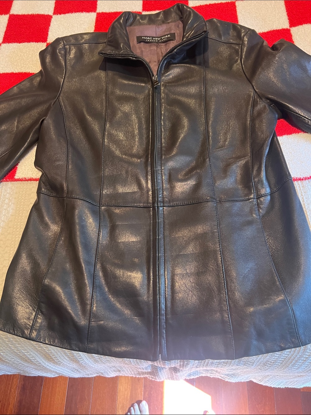 Marc New York Dark Brown Leather Zip-Front Jacket